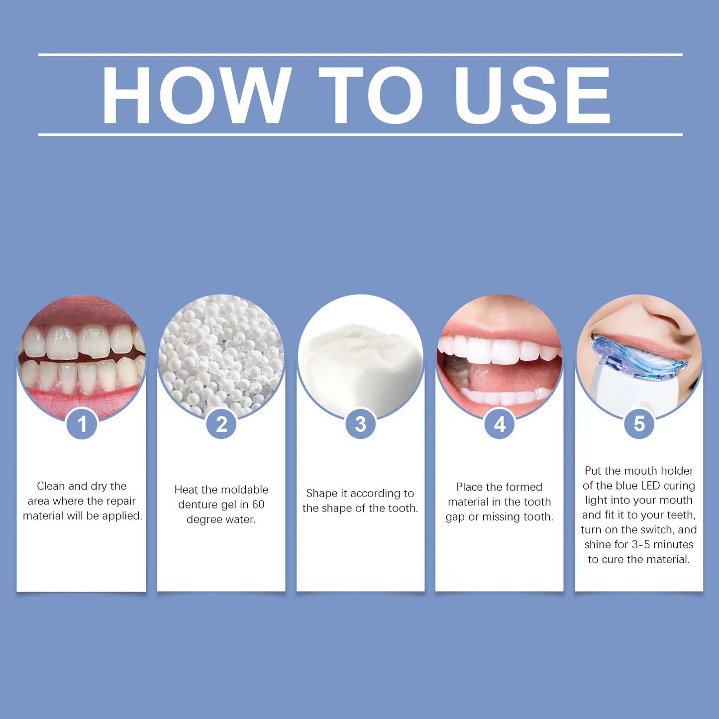 Home Tooth Repair And Whitening Kit With Blue LED Light