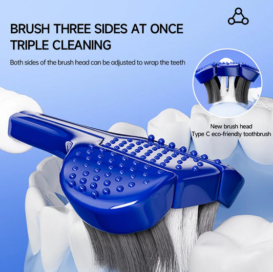 Three-Sided U-Shaped Manual Toothbrush Set for Adults