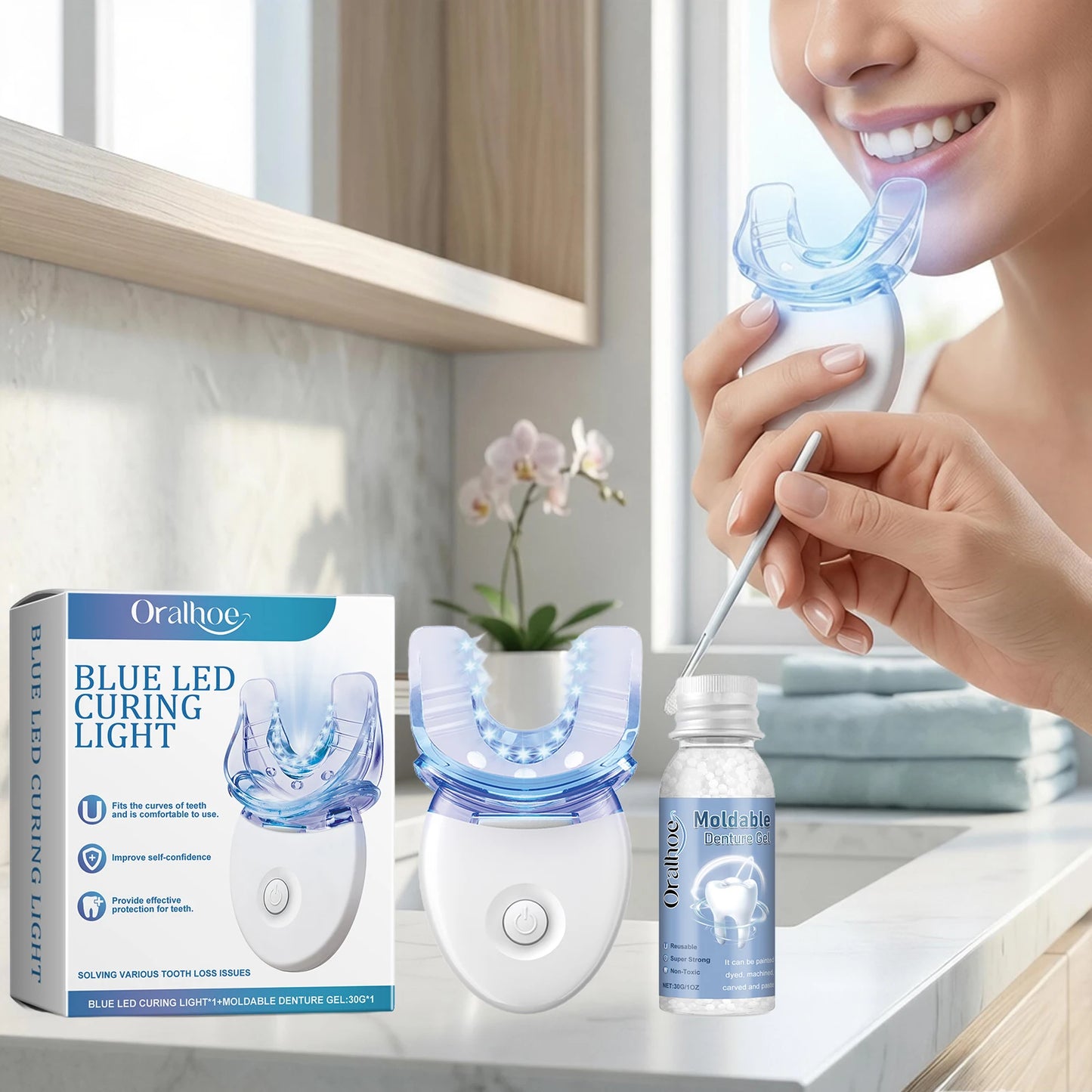 Home Tooth Repair And Whitening Kit With Blue LED Light