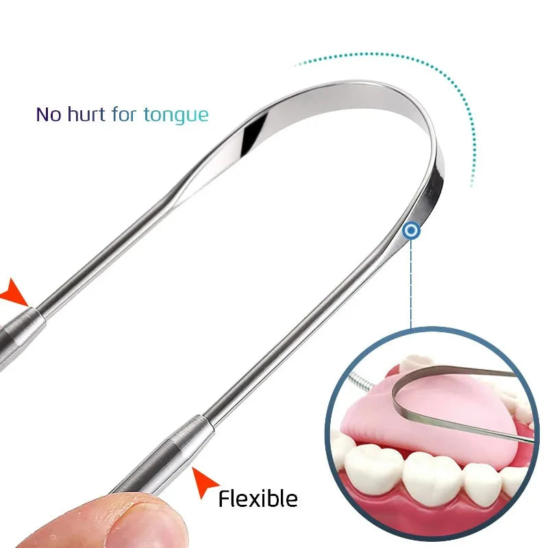 Stainless Steel Tongue Scraper Cleaner For Fresh Breath