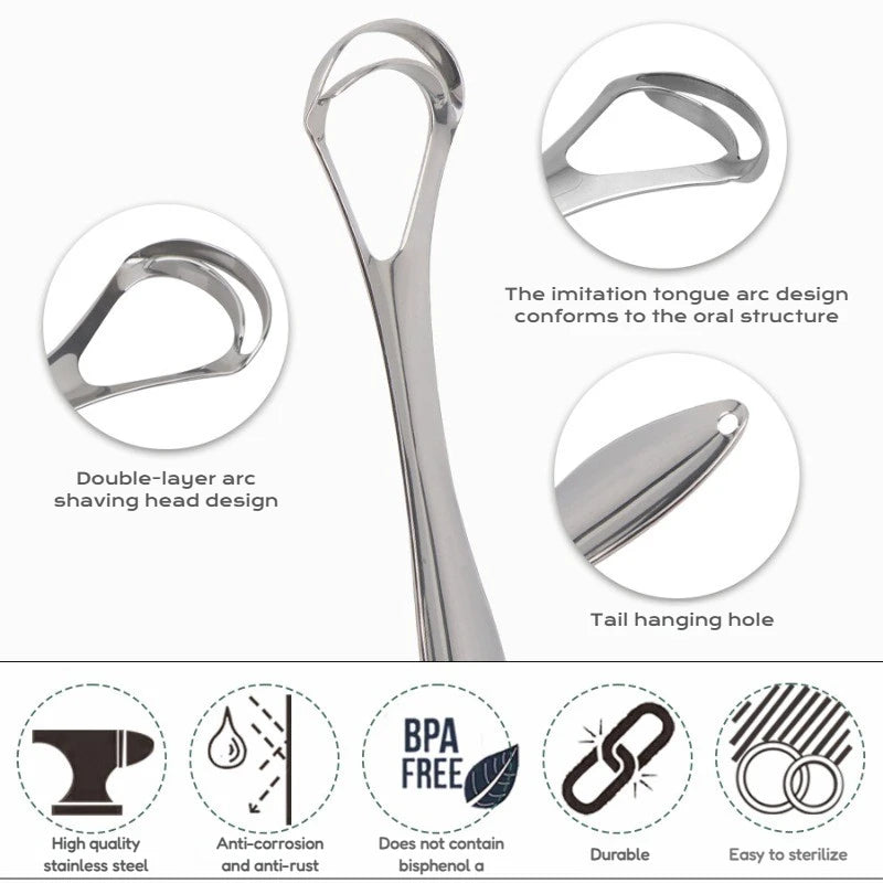 Stainless Steel Tongue Scraper Cleaner For Fresh Breath