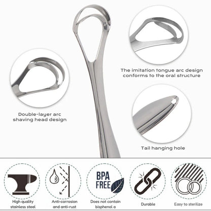 Stainless Steel Tongue Scraper Cleaner For Fresh Breath