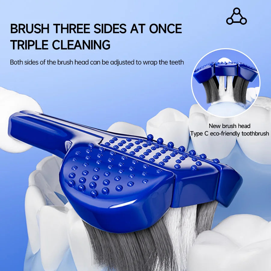 Three-Sided U-Shaped Manual Toothbrush Set for Adults